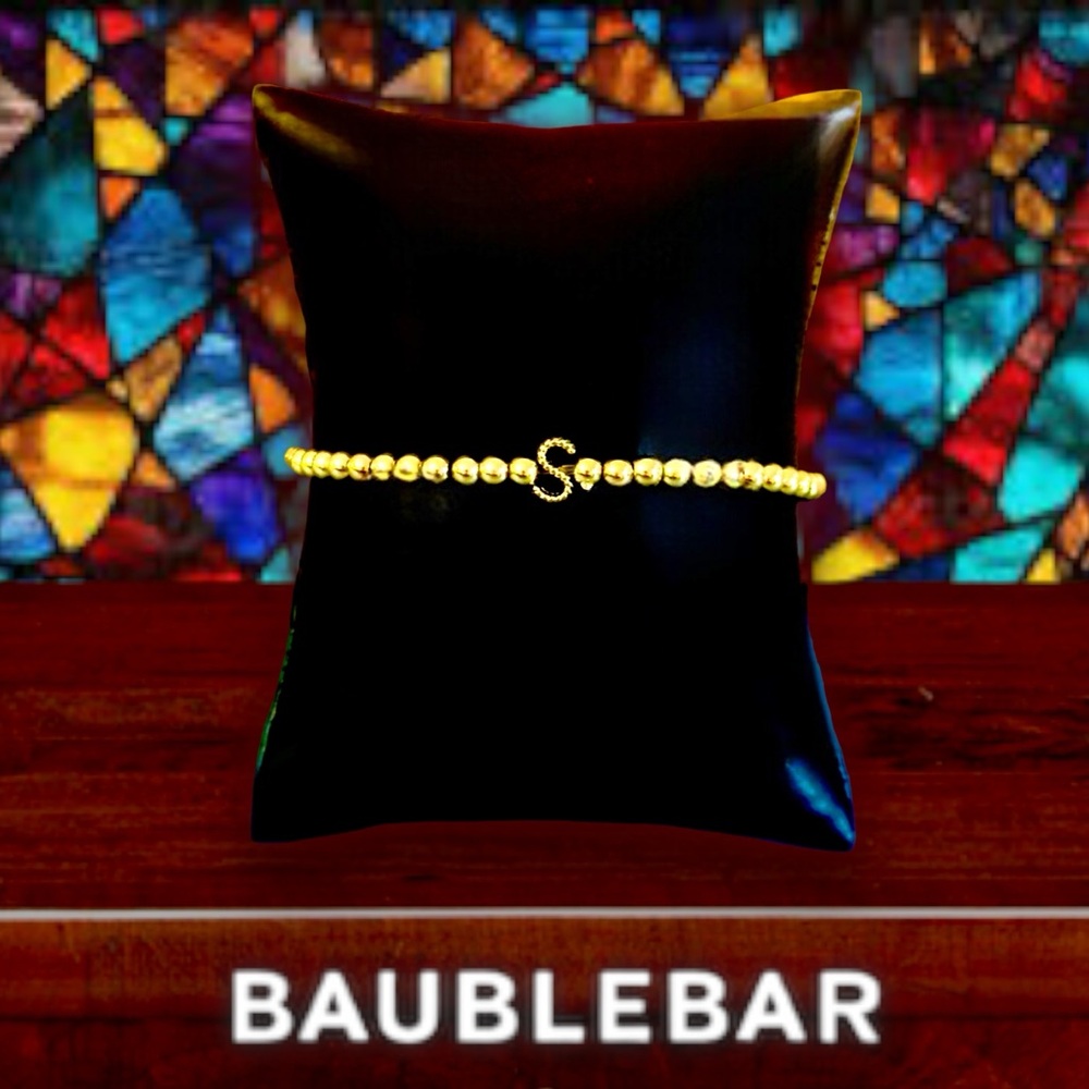 BaubleBar Twist Intial “S” Pisa Stretch Bracelet in Gold